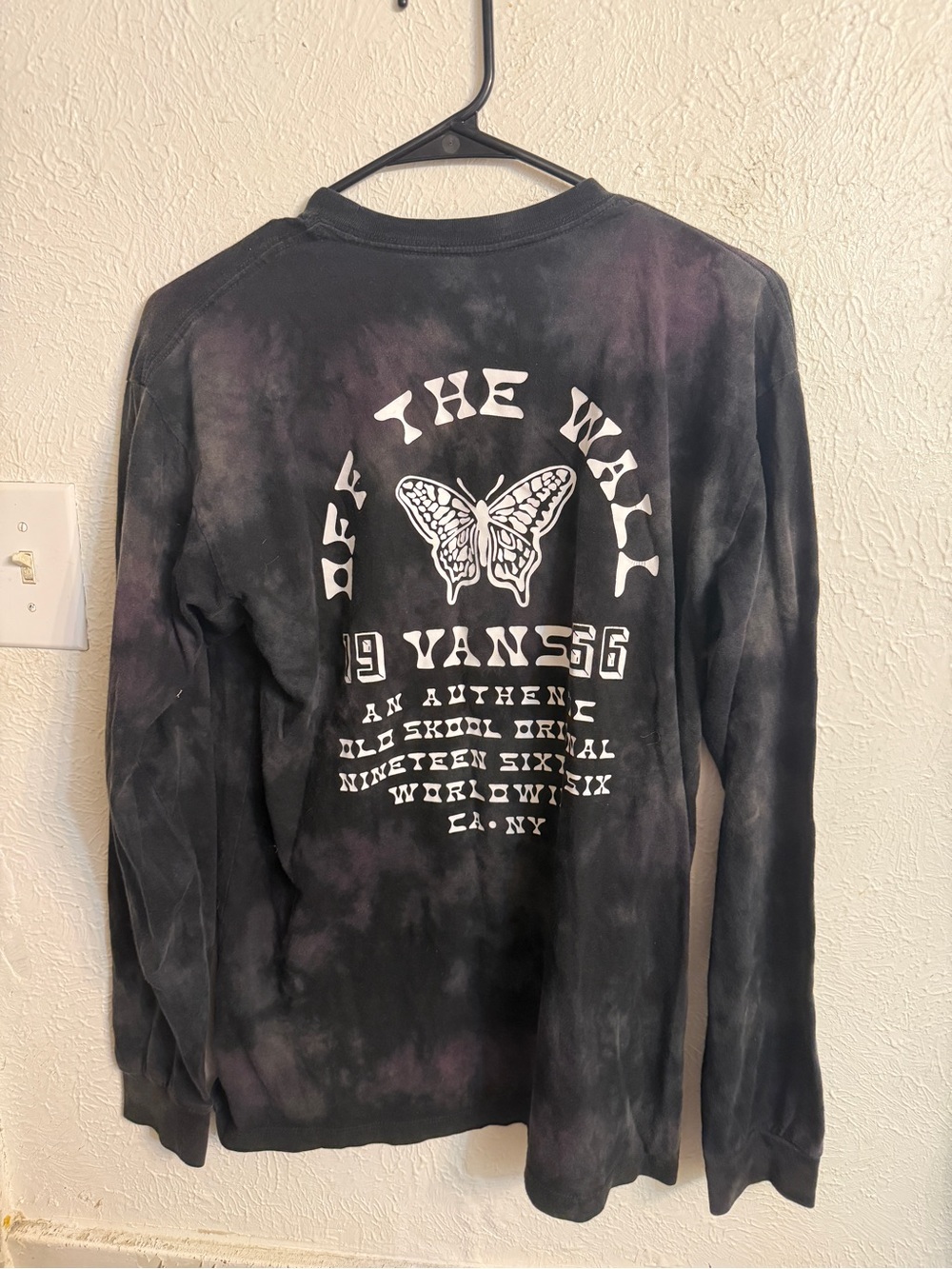 Vans Women's Black Tie-Dye Butterfly Long Sleeve Tee